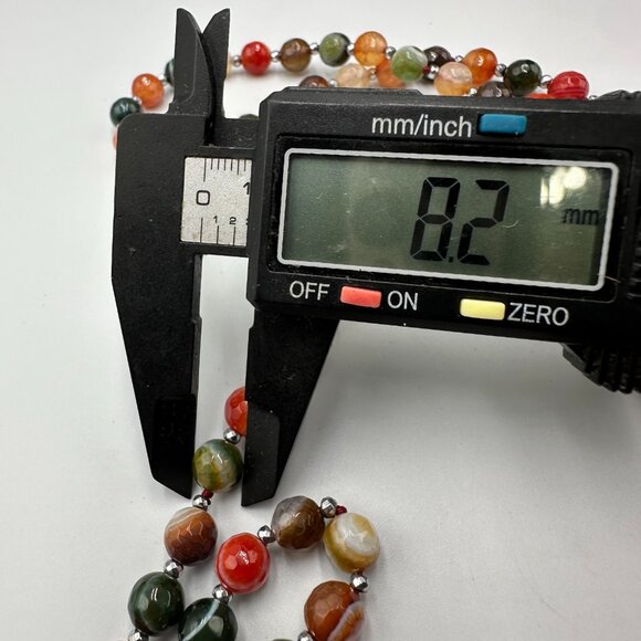 Multicolor Agate Gemstone Necklace Faceted Round Beads Polished Long 60 Inch - Picture 9 of 12